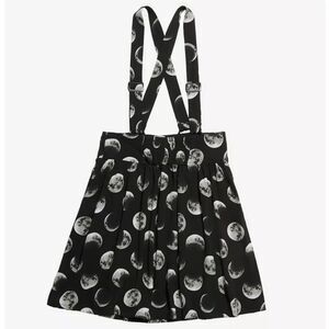 Hot Topic Moon Phase Suspender Skirt Button Front Black Gray XL
